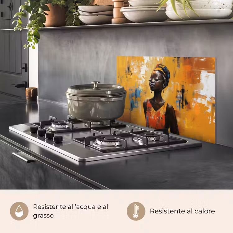 Paraschizzi cucina - Donna - Occhi - Pennellate - Giallo — 2