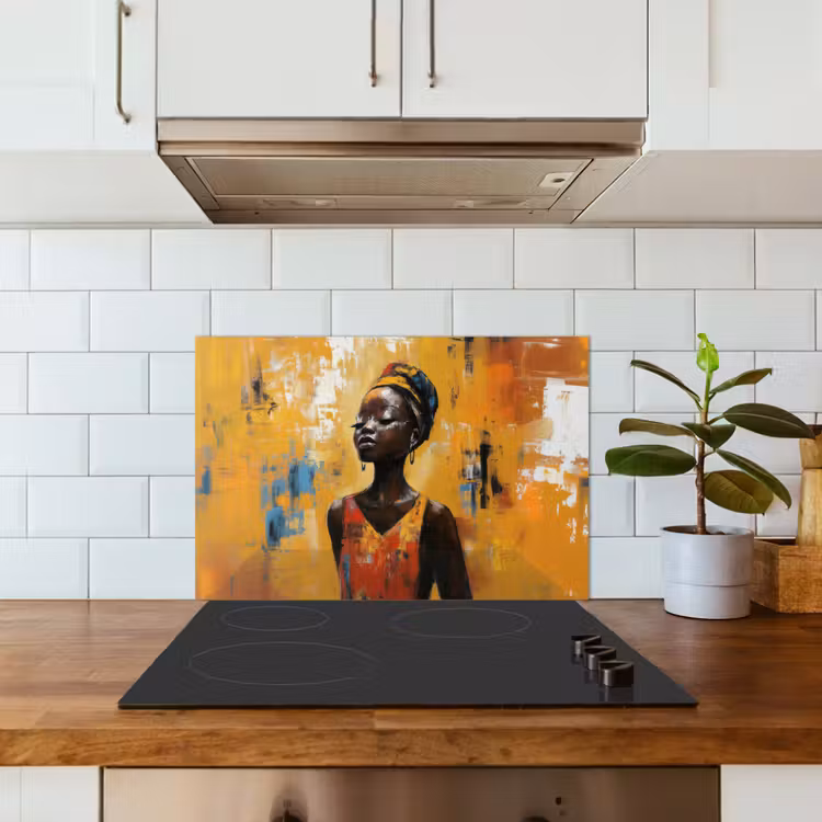 Paraschizzi cucina - Donna - Occhi - Pennellate - Giallo — 3