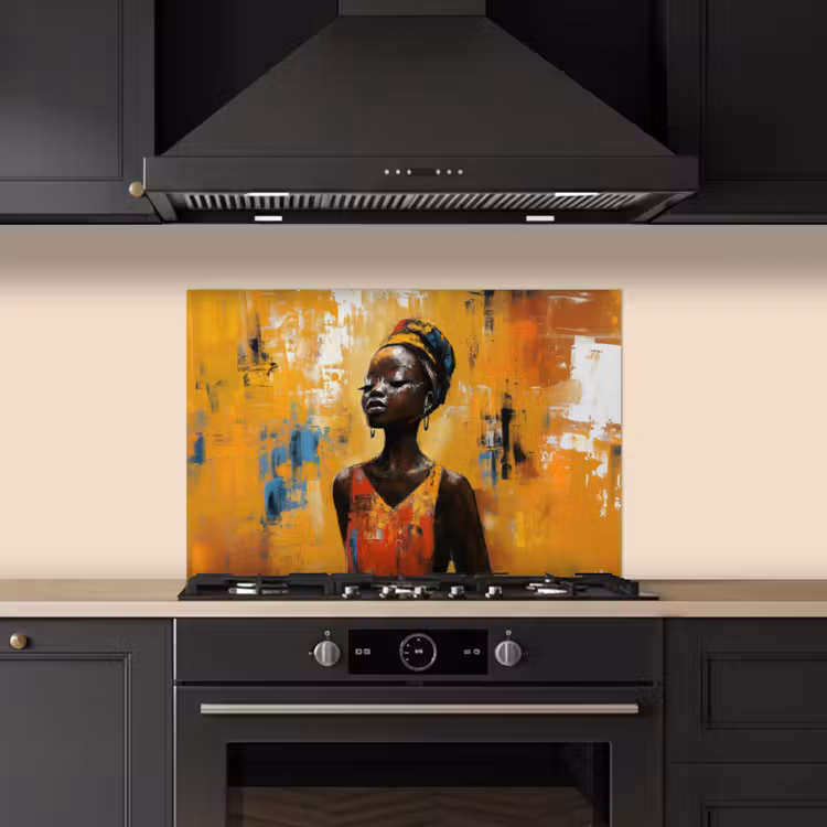 Paraschizzi cucina - Donna - Occhi - Pennellate - Giallo — 5
