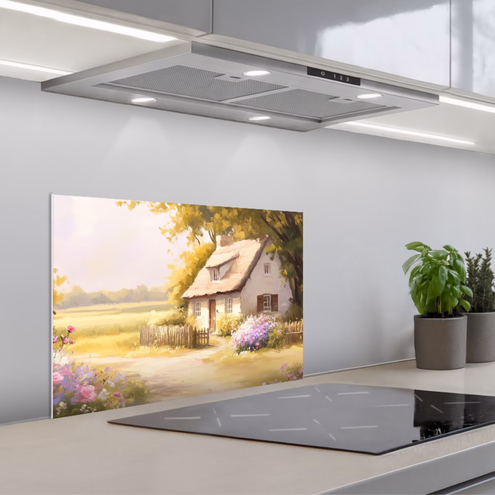 Paraschizzi cucina - Casetta - Legno - Fiori — 1