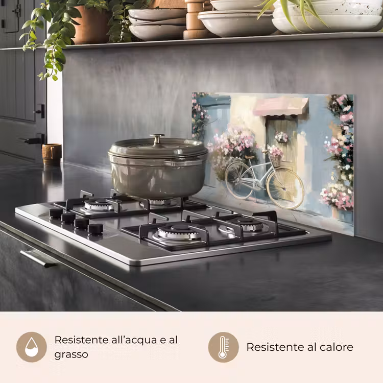 Paraschizzi cucina - Bicicletta - Colori pastello - Fiori — 2