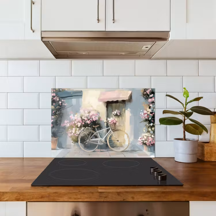 Paraschizzi cucina - Bicicletta - Colori pastello - Fiori — 3