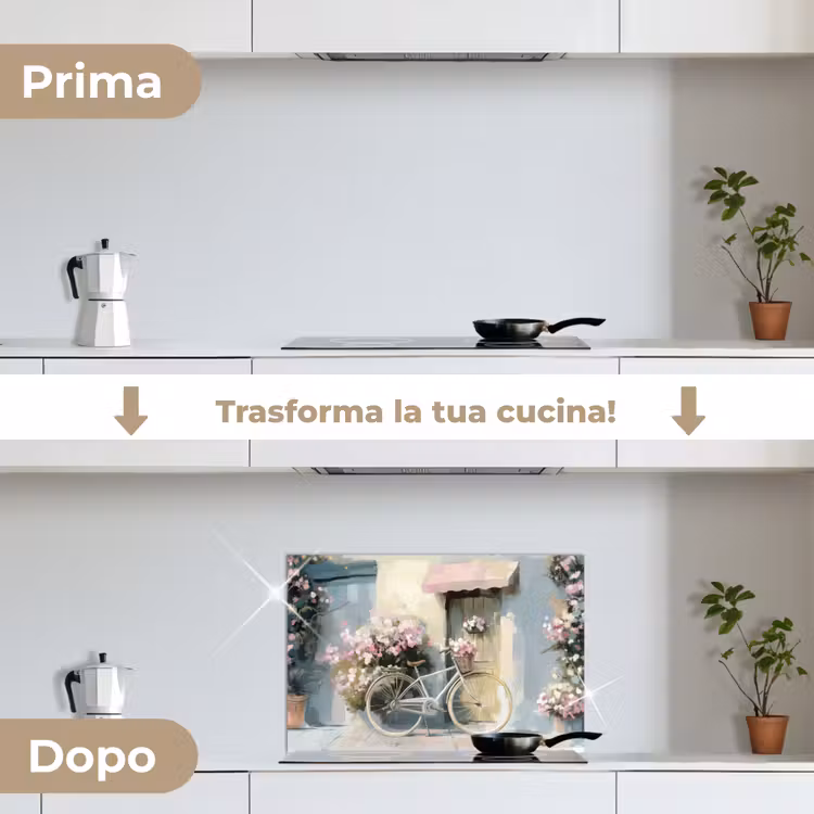 Paraschizzi cucina - Bicicletta - Colori pastello - Fiori — 7