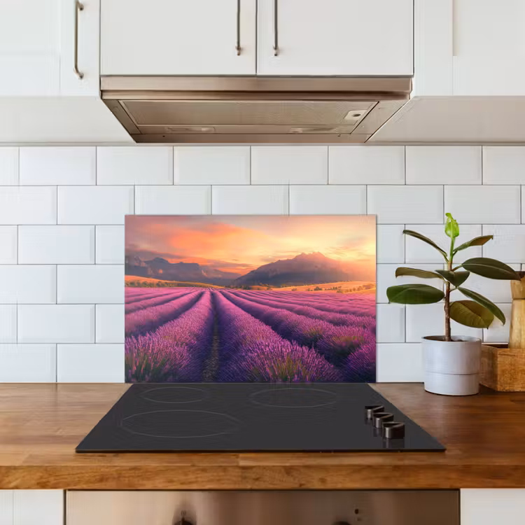 Paraschizzi cucina - Campo di lavanda - Tramonto - Viola — 3