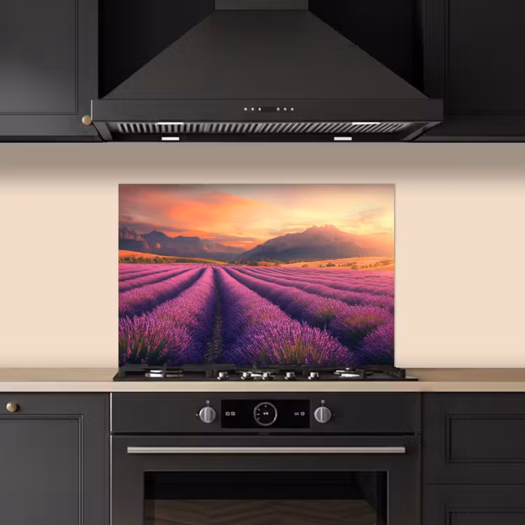 Paraschizzi cucina - Campo di lavanda - Tramonto - Viola — 5
