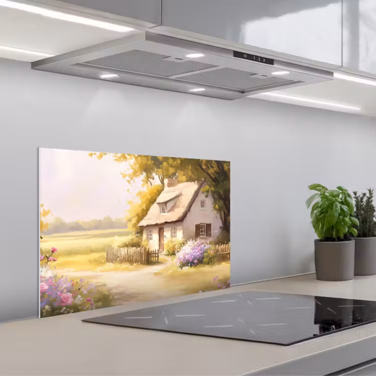 Paraschizzi cucina - Casetta - Legno - Fiori — 1