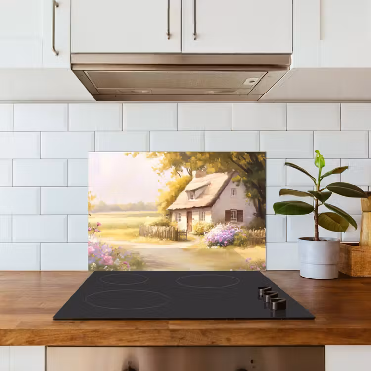 Paraschizzi cucina - Casetta - Legno - Fiori — 3