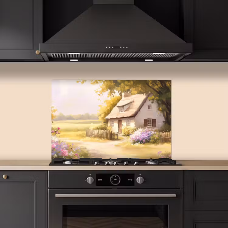 Paraschizzi cucina - Casetta - Legno - Fiori — 5