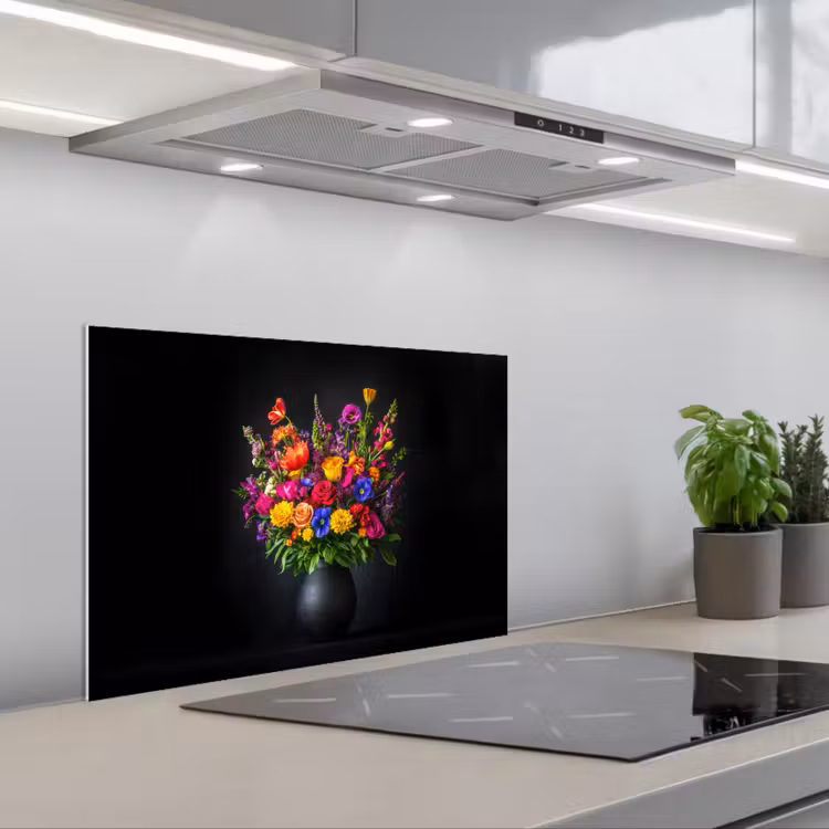 Paraschizzi cucina - Colori vivaci - Fiori - Vaso — 1