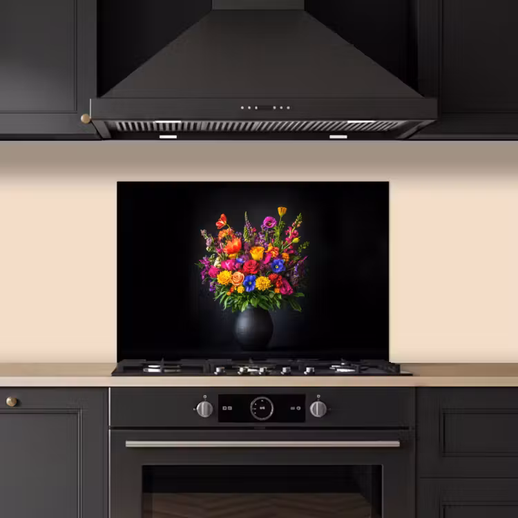 Paraschizzi cucina - Colori vivaci - Fiori - Vaso — 5