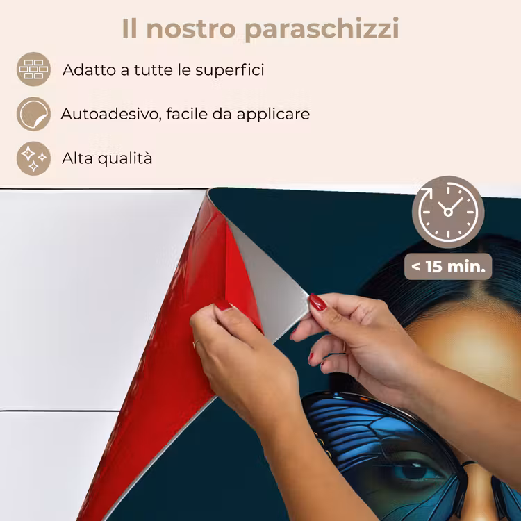 Paraschizzi cucina - Donna - Farfalla - Occhiali - Blu - Moderno - Ritratto — 4