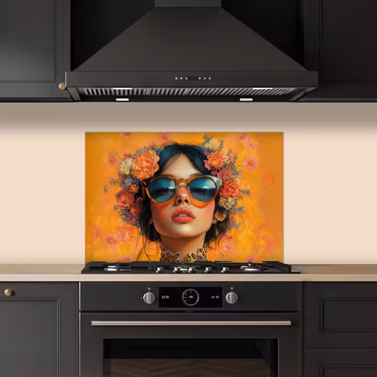 Paraschizzi cucina - Donna - Fiori - Estetica - Arancione — 5