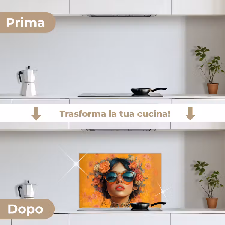 Paraschizzi cucina - Donna - Fiori - Estetica - Arancione — 7