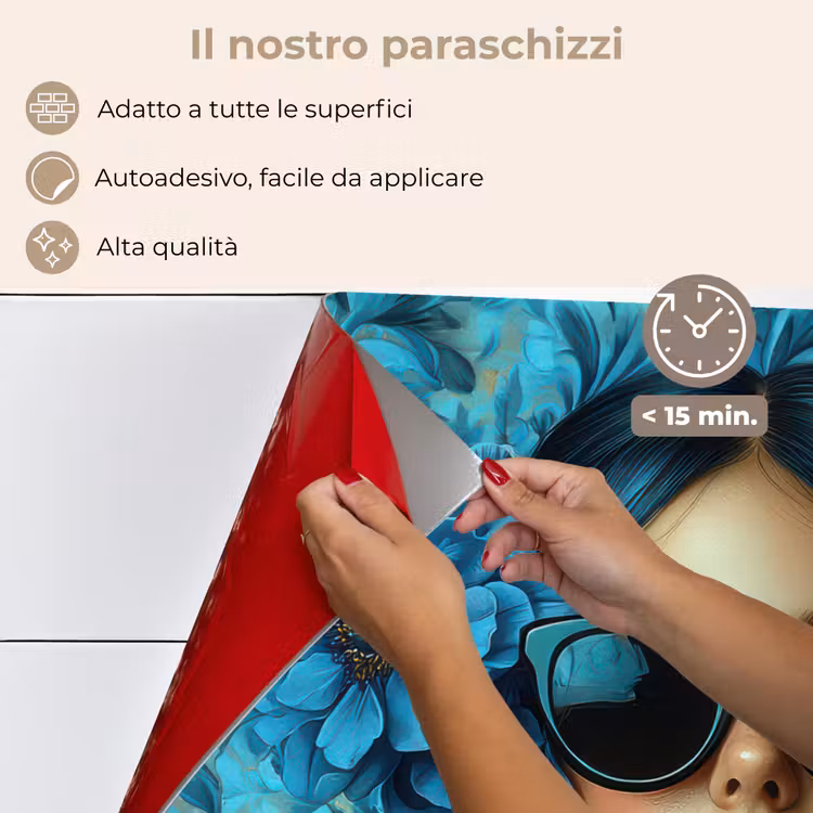 Paraschizzi cucina - Donna - Fiori - Farfalle - Blu - Astratto — 4