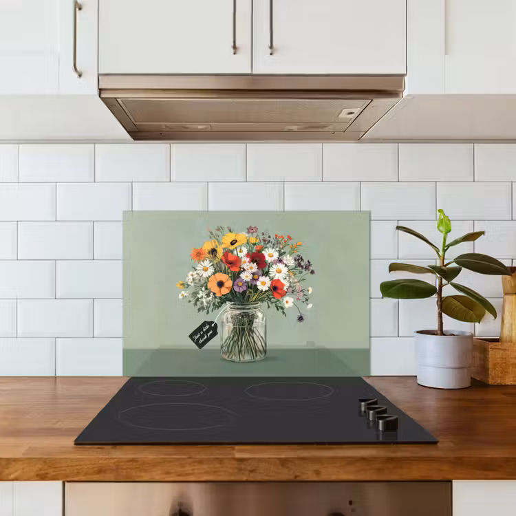 Paraschizzi cucina - Fiori - Vaso - Biglietto — 3
