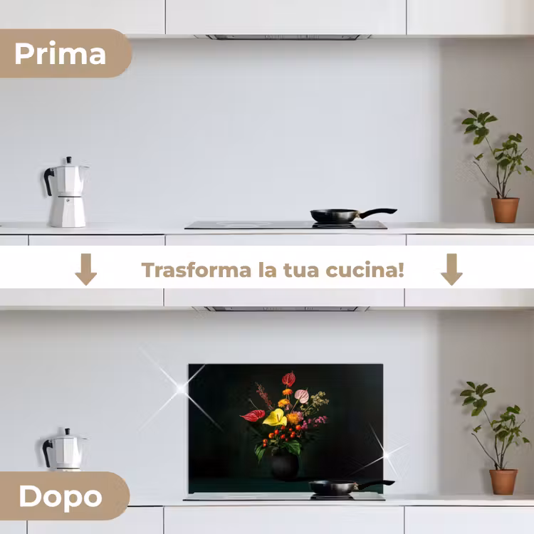 Paraschizzi cucina - Fiori - Vaso - Nero — 7