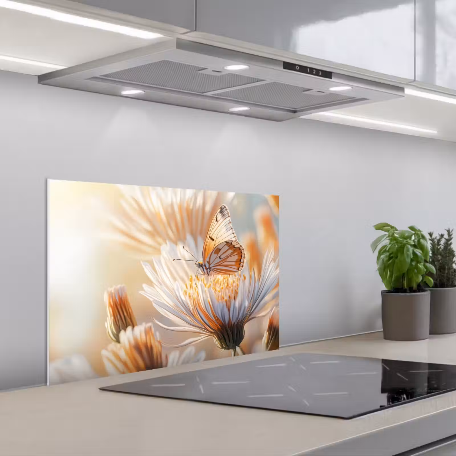 Paraschizzi cucina - Farfalla - Fiore - Arancione — 1