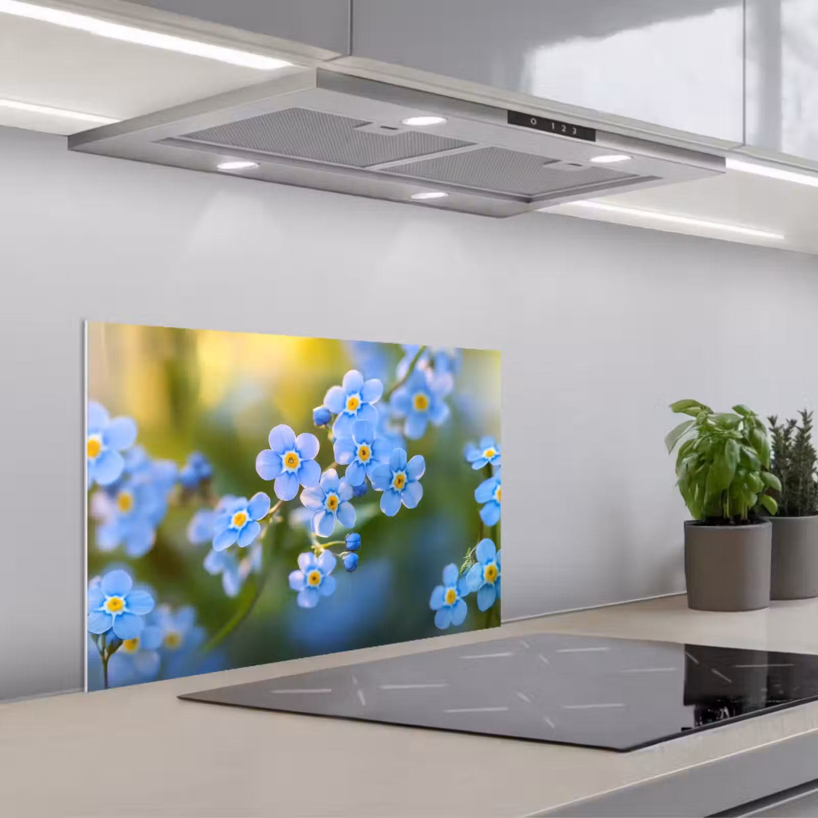Paraschizzi cucina - Fiori - Blu - Non dimenticarmi — 1