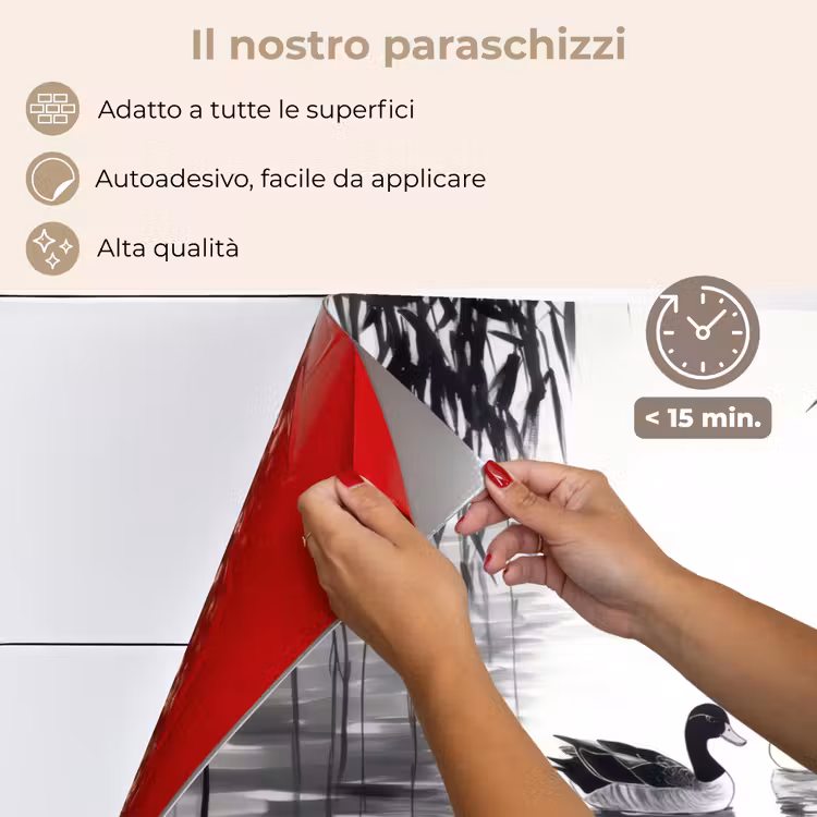 Paraschizzi cucina - Anatre - Ninfee - Canne - Nero — 4
