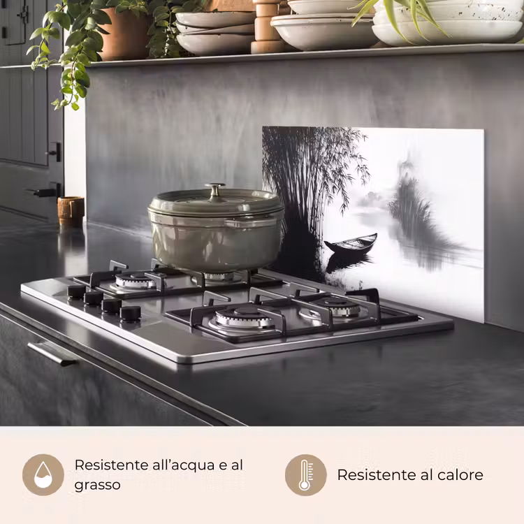Paraschizzi cucina - Barca - Fiume - Bambù - Bianco — 2