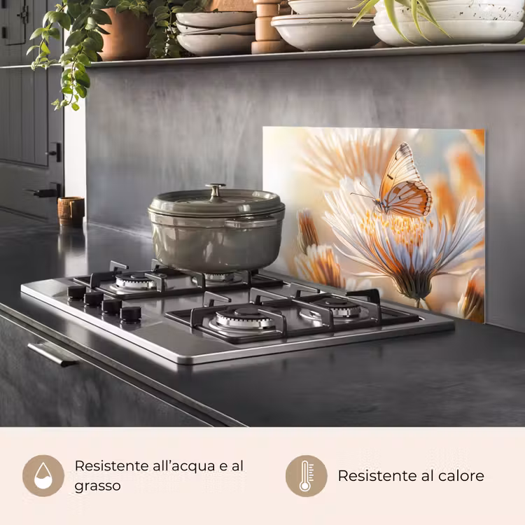 Paraschizzi cucina - Farfalla - Fiore - Arancione — 2