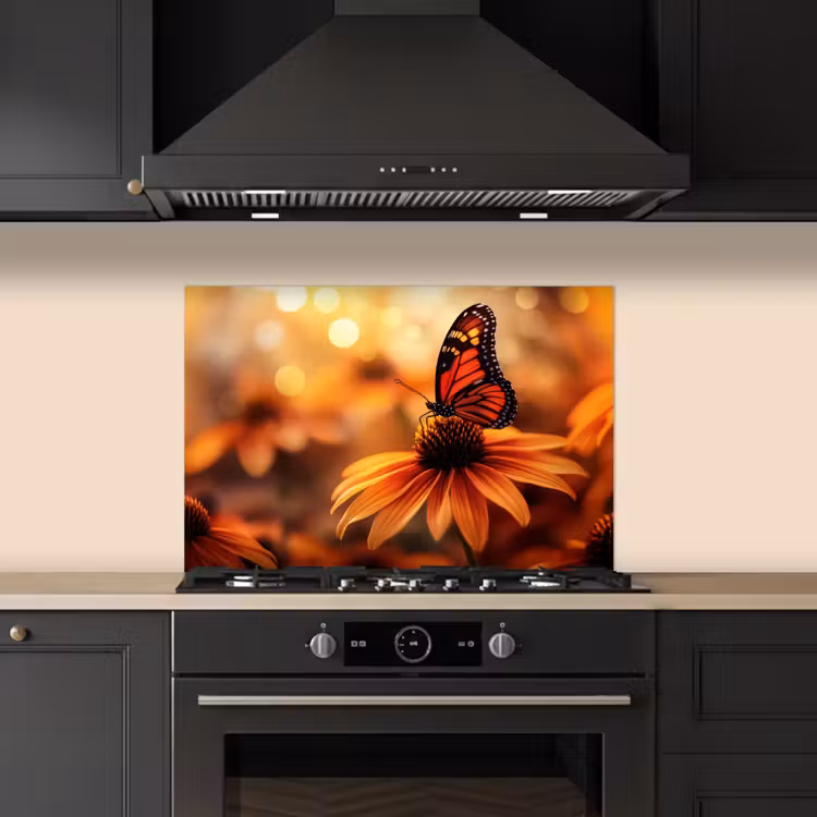Paraschizzi cucina - Farfalla - Fiori - Arancione — 5