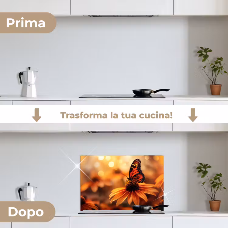 Paraschizzi cucina - Farfalla - Fiori - Arancione — 7