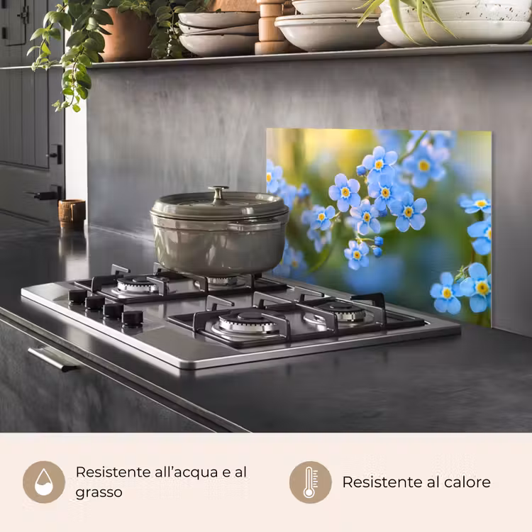 Paraschizzi cucina - Fiori - Blu - Non dimenticarmi — 2