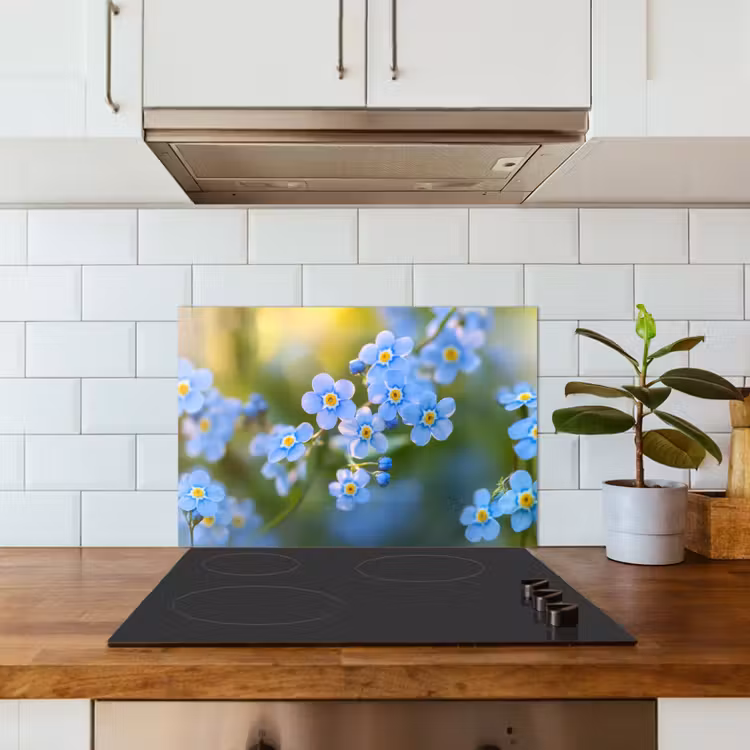 Paraschizzi cucina - Fiori - Blu - Non dimenticarmi — 3
