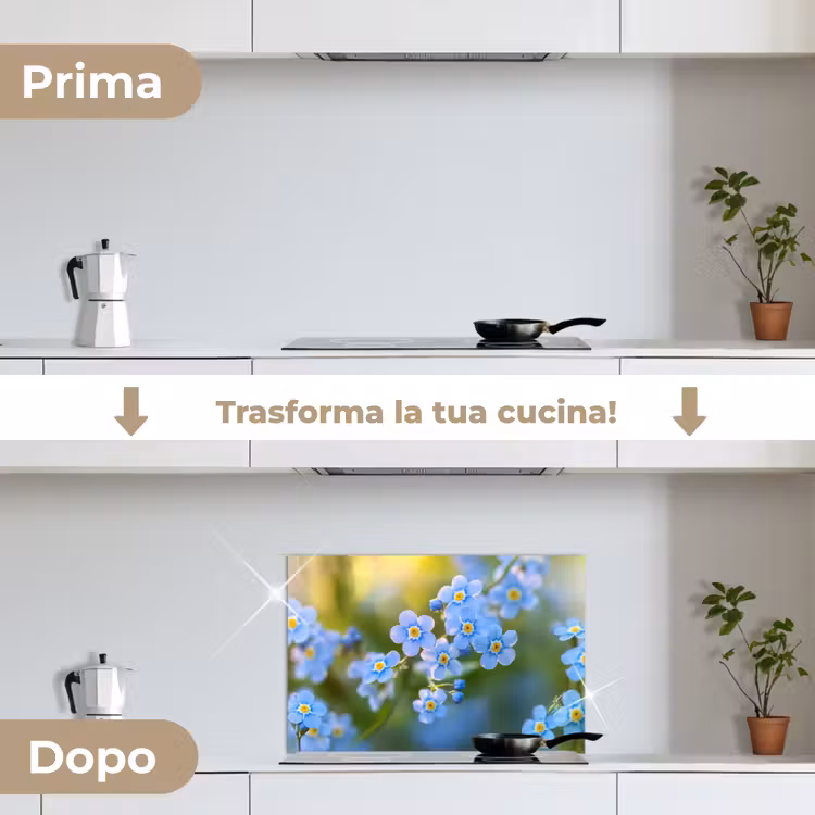 Paraschizzi cucina - Fiori - Blu - Non dimenticarmi — 7