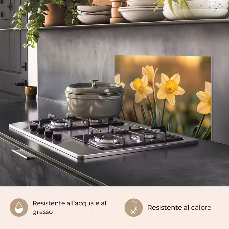 Paraschizzi cucina - Fiori - Giallo - Sfumato — 2