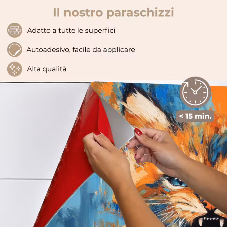 Paraschizzi cucina - Gatto - Colorato - Arancione - Blu — 4