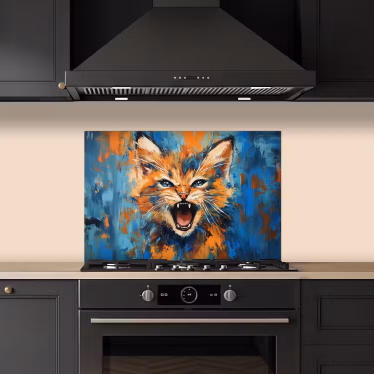 Paraschizzi cucina - Gatto - Colorato - Arancione - Blu — 5
