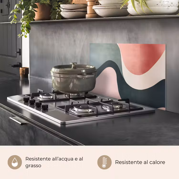 Paraschizzi cucina - Astratto - Onde - Elegante - Rosa — 2