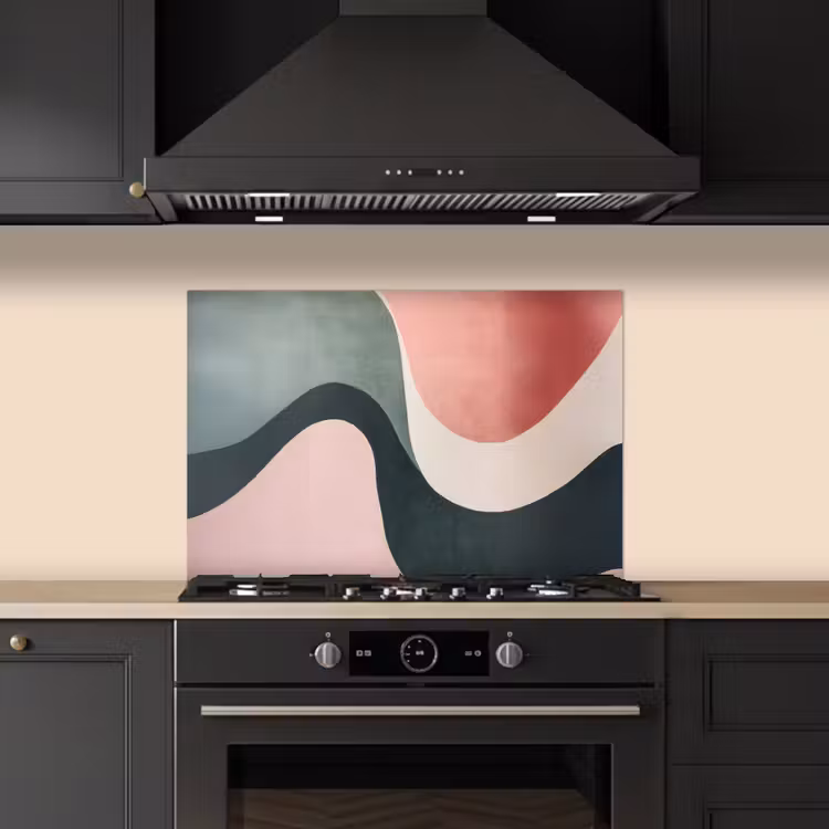 Paraschizzi cucina - Astratto - Onde - Elegante - Rosa — 5