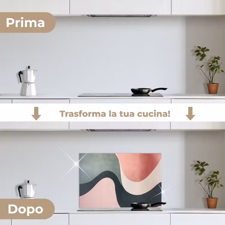 Paraschizzi cucina - Astratto - Onde - Elegante - Rosa — 7