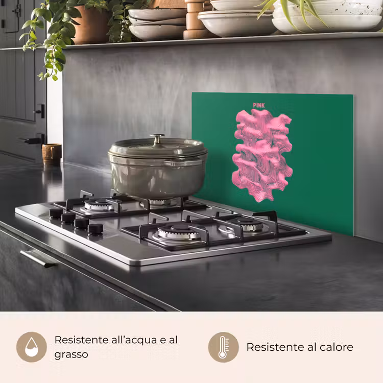Paraschizzi cucina - Astratto - Rosa - Linee - Verde — 2