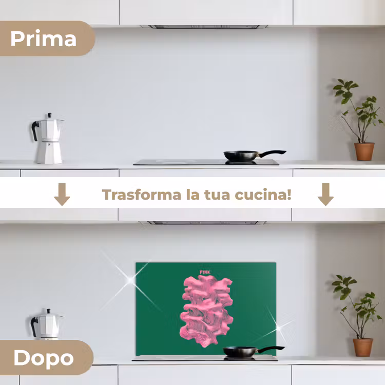 Paraschizzi cucina - Astratto - Rosa - Linee - Verde — 7