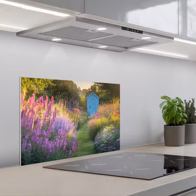 Paraschizzi cucina - Casa da giardino - Blu - Fiori — 1