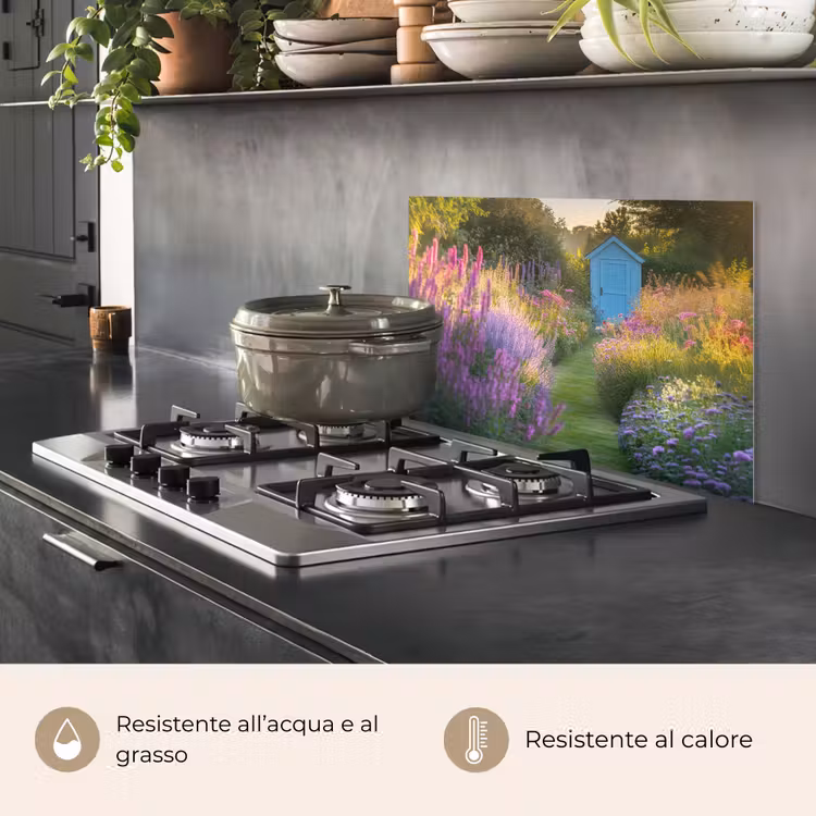 Paraschizzi cucina - Casa da giardino - Blu - Fiori — 2