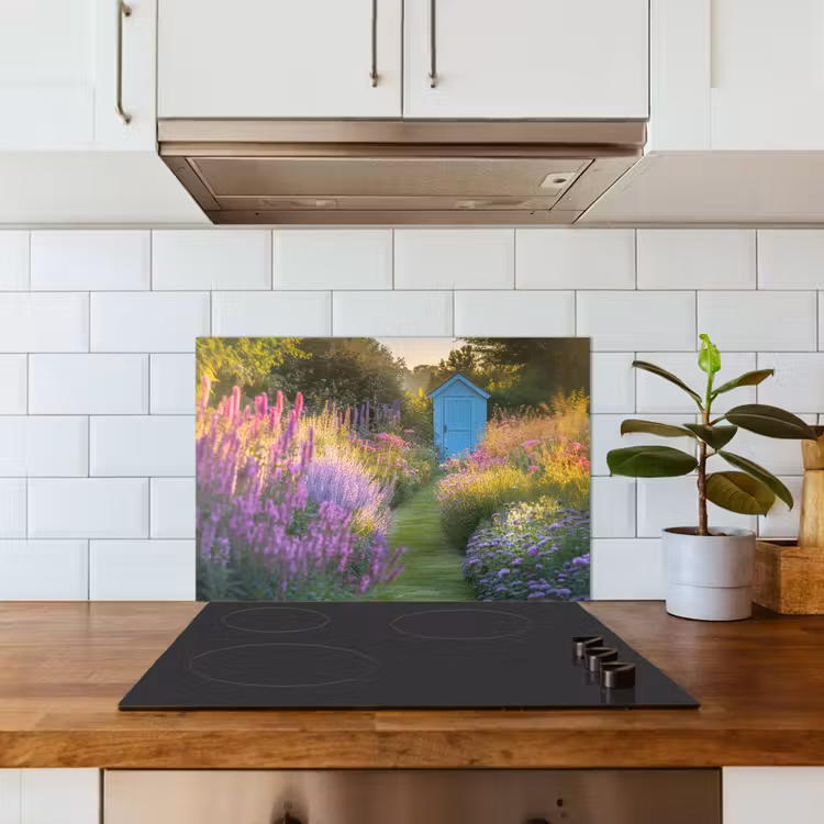 Paraschizzi cucina - Casa da giardino - Blu - Fiori — 3
