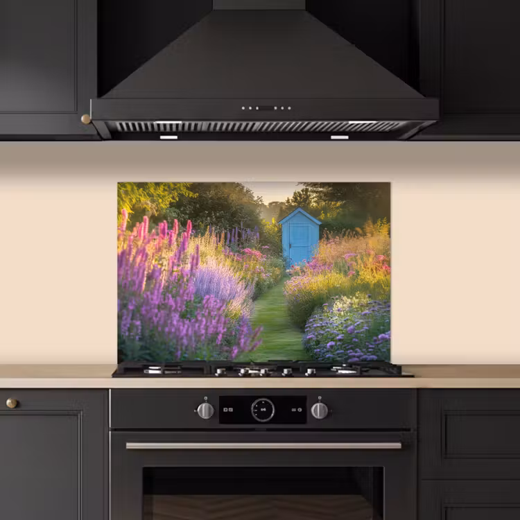 Paraschizzi cucina - Casa da giardino - Blu - Fiori — 5