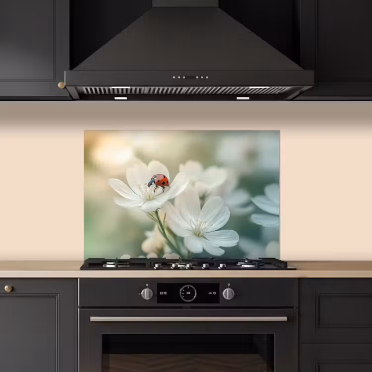 Paraschizzi cucina - Coccinella - Fiori - Bianco — 5