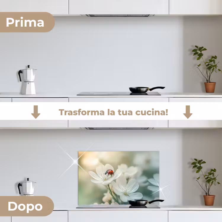 Paraschizzi cucina - Coccinella - Fiori - Bianco — 7