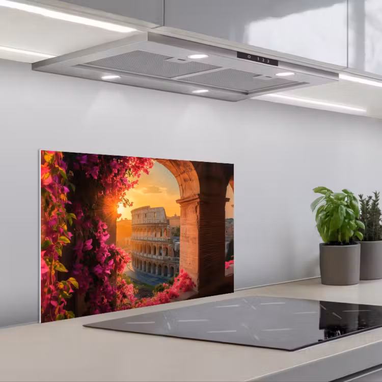 Paraschizzi cucina - Colosseo - Roma - Fiori rosa — 1