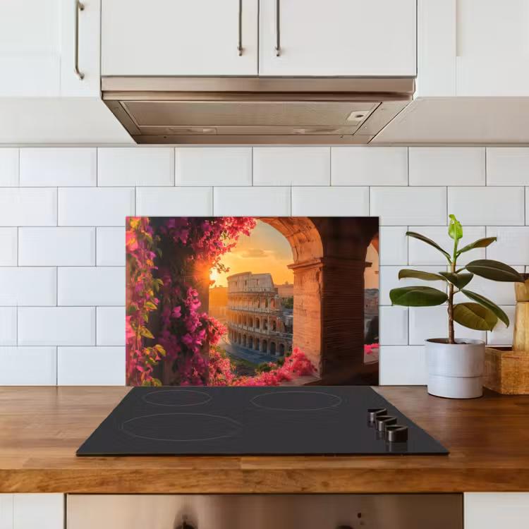 Paraschizzi cucina - Colosseo - Roma - Fiori rosa — 3