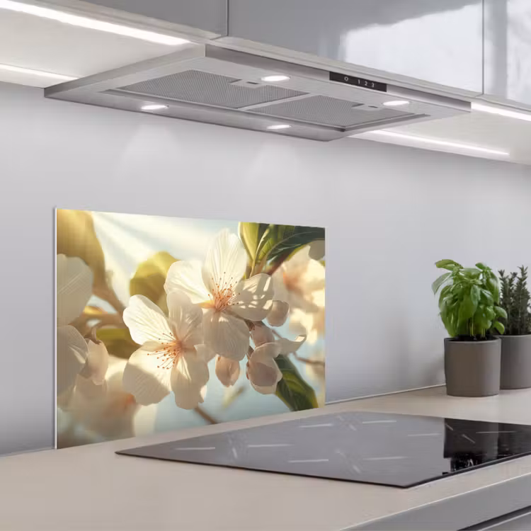 Paraschizzi cucina - Fiori - Bianco - Raggi di sole - Petali — 1