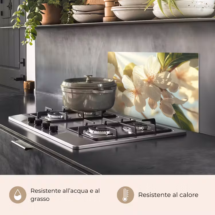 Paraschizzi cucina - Fiori - Bianco - Raggi di sole - Petali — 2