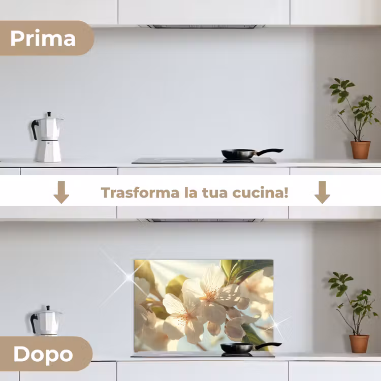 Paraschizzi cucina - Fiori - Bianco - Raggi di sole - Petali — 7