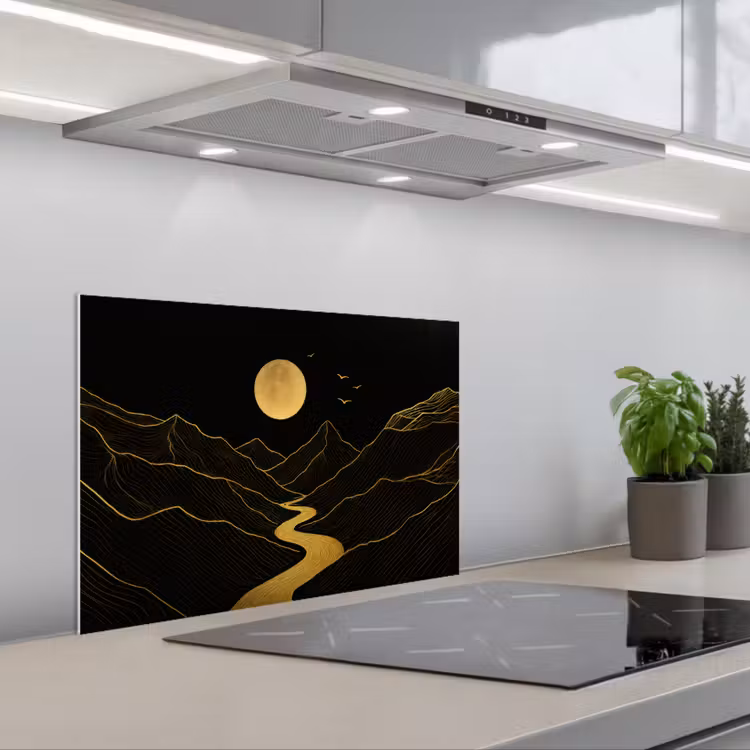 Paraschizzi cucina - Fiume - Oro - Luna - Uccelli — 1